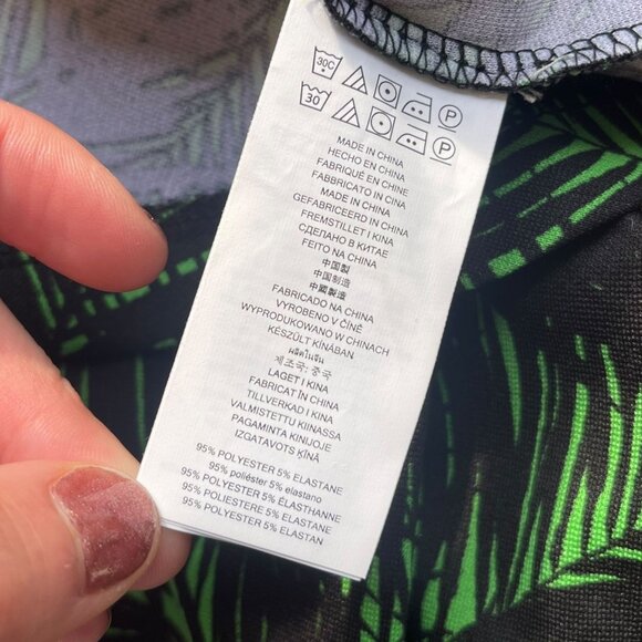 Michael Kors Green and Black Palm Print Knit Dress large - Picture 6 of 11